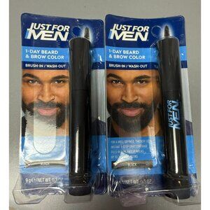 Two Just For Men 1-Day Beard and Brow Color Black Brush-In Wash-Out For Thicker